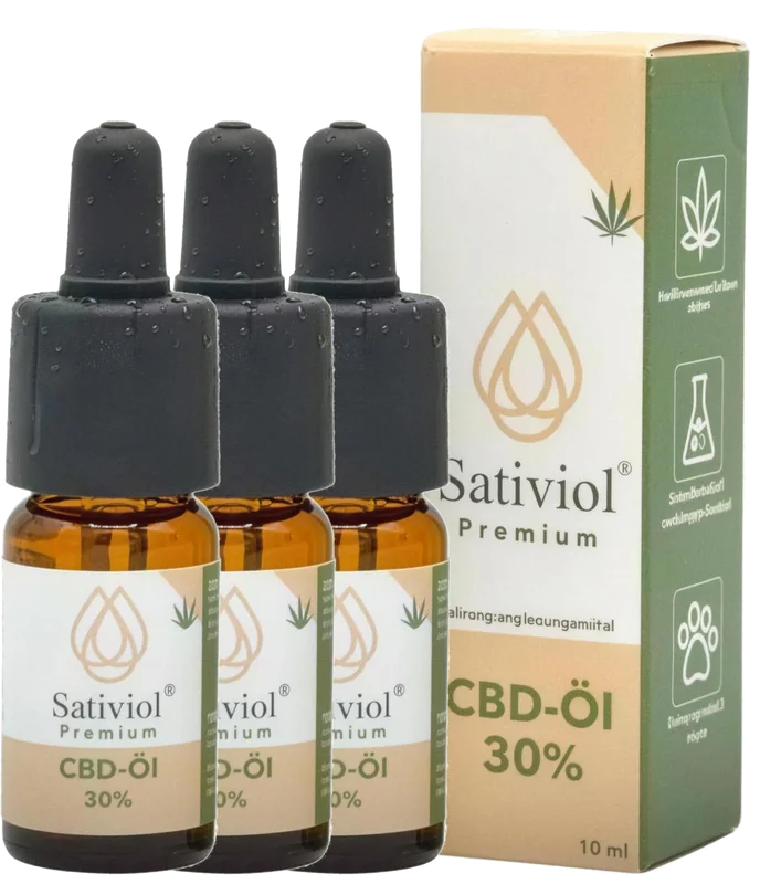 Sativiol Premium CBD-Oel 30% - 3 Flaschen mit Verpackung